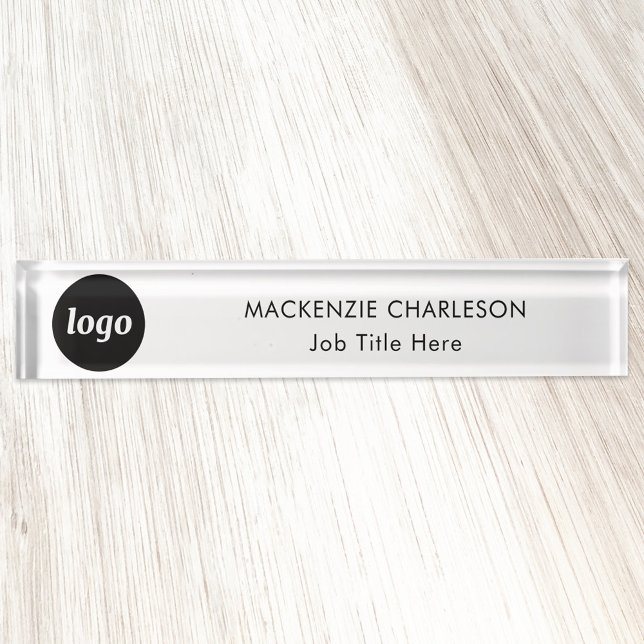 Simple Logo with Custom Text Business Professional Nameplate (Logo with text simple business branding professional name plate)
