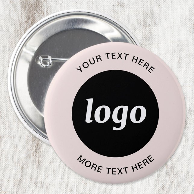 Simple Logo With Text Blush Pink Business Button (Logo and text business promotional blush pink button)