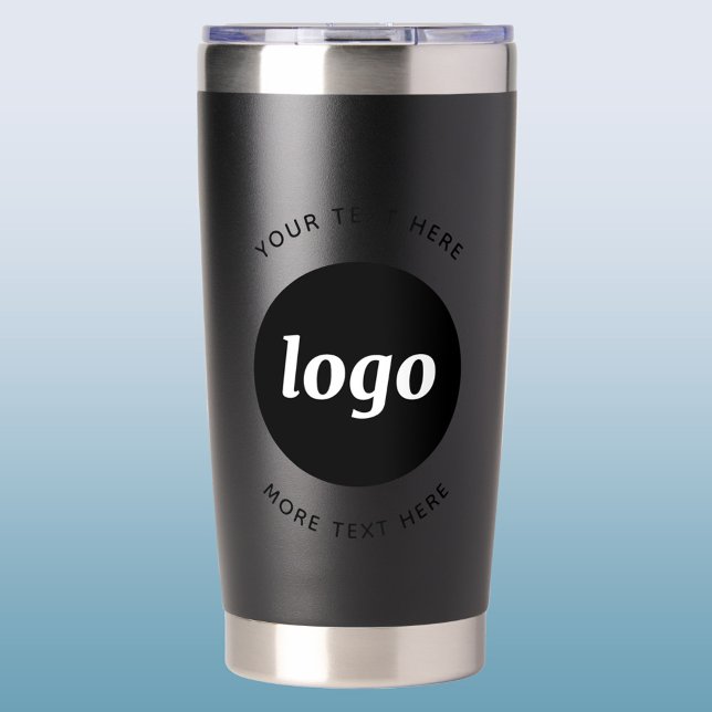 Simple Logo With Text Business Black on Black Insulated Tumbler (Black on black minimalist simple logo with custom text business branding promotional thermal tumble
)