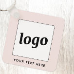 Simple Logo With Text Business Blush Pink Key Ring<br><div class="desc">Add your own logo and choice of text to this design.  Remove the text if you prefer.  Minimalist and professional.  Great for employee branding,  or as a promotional product for your clients and customers.</div>