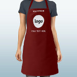 Simple Logo With Text Business Branding Burgundy Apron<br><div class="desc">Add your own logo and choice of text to this design.  Remove the top or lower text if you prefer.  Minimalist and professional.  Great for employee branding,  or as a promotional product for your clients and customers.</div>