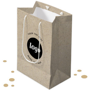 Simple Logo With Text Business Brown Paper Medium Gift Bag
