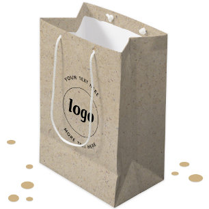 Simple Logo With Text Business Brown Paper Medium Gift Bag