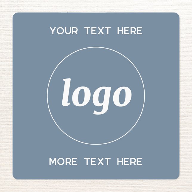 Simple Logo With Text Business Dusty Blue (Simple logo with custom text business branding promotional sticker labels in dusty blue)