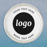 Simple Logo With Text Business Lapel Pin<br><div class="desc">Add your own logo and choice of text to this design.  Remove the top or lower text if you prefer.  Minimalist and professional.  Great for employee branding,  or as a promotional product for your clients and customers.</div>