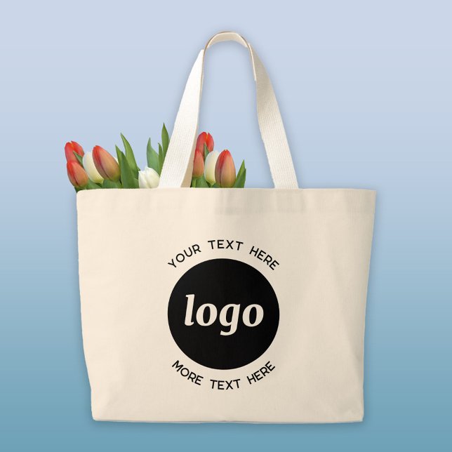 Simple Logo With Text Business Large Tote Bag (Logo and custom text business promotional large tote bag)