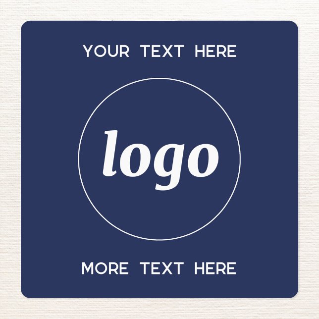 Simple Logo With Text Business Navy Blue (Simple logo with custom text business branding promotional sticker labels in navy blue)