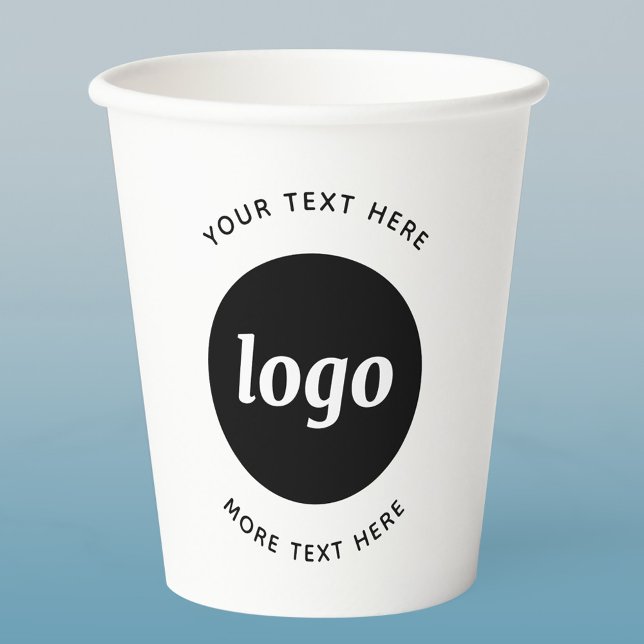 Simple Logo With Text Business Paper Cups (Simple logo with text promotional business paper cup)
