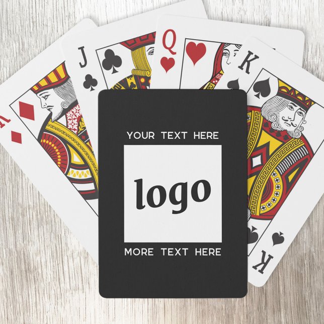 Simple Logo With Text Business Playing Cards (Logo with custom text business promotional playing cards)