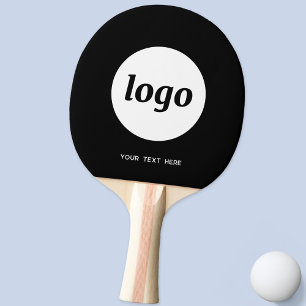 Simple Logo With Text Business Promotional Black Ping Pong Paddle