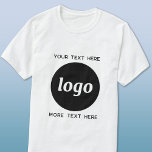 Simple Logo With Text Business Promotional T-Shirt<br><div class="desc">Add your own logo and choice of text to this unisex design.  Remove the top or lower text if you prefer.  Minimalist and professional.  Great for employee branding or uniforms,  or as a promotional product for your clients and customers.</div>