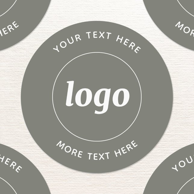 Simple Logo With Text Business Sage Green (Simple logo with custom text business branding promotional
sage green stickers)