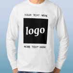 Simple Logo With Text Business T-Shirt<br><div class="desc">Add your own logo and choice of text to this design.  Remove the top or lower text if you prefer.  Minimalist and professional.  Great for employee branding,  as a uniform,  for corporate events and trade shows,  or as a promotional product for your clients and customers.</div>