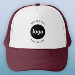 Simple Logo With Text Business Trucker Hat<br><div class="desc">Add your own logo and choice of text to this design.  Remove the top or lower text if you prefer.  Minimalist and professional.  Great for employee branding,  or as a promotional product for your clients and customers.</div>