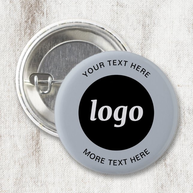 Simple Logo With Text Powder Blue Business Button (Simple logo with custom text professional business promotional button)