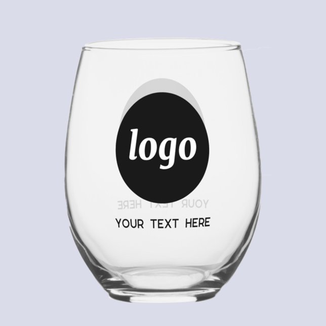 Simple Logo with Text Promotional Business Stemless Wine Glass (Simple logo with custom text promotional business glasses)