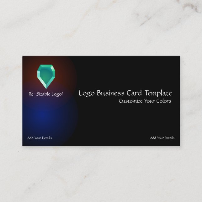 Simple Logos  - Red Blue Glass Jewel Logo Business Card (Front)