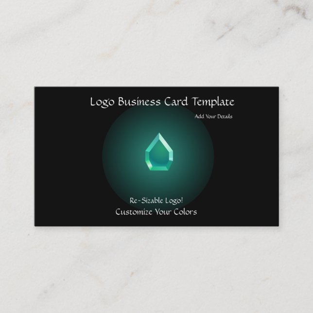 Simple Logos  - Teal Glass Jewel Business Card (Front)