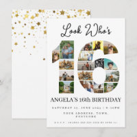 simple look who's 16 Photo Collage teen birthday
