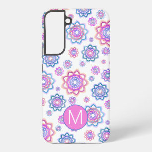 Simple Lotus Flower Monogram Pink Pastel Green  Samsung Galaxy Case