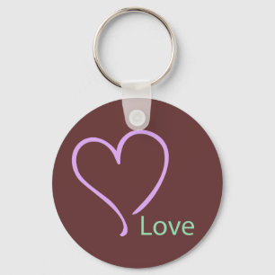 Simple Love and Heart Key Ring