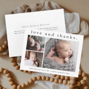 Simple Love and Thanks Baby Announcement Thank You
