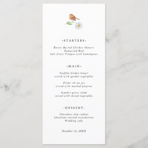 Simple love birds Wedding Menu Card