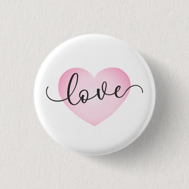 Simple Love Calligraphy Valentine | Pin Button (Front)