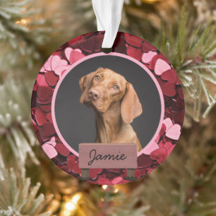 simple love christmas holiday Custom Dog Photo Ornament