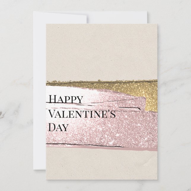 Simple Love, Elegant Gold: Happy Valentine's Day Holiday Card (Front)