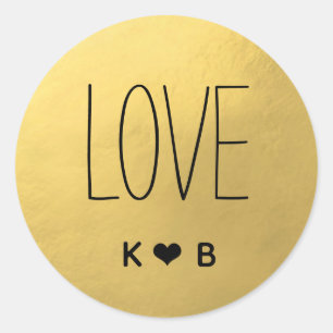 Simple LOVE Faux Gold Foil Wedding Initials Seals