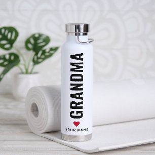Simple Love Grandma  Custom Name White Water Bottl Bottle