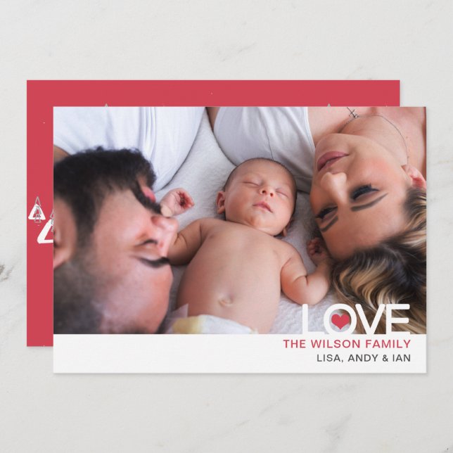 Simple Love Heart Cute Photo Valentines Day Holiday Card (Front/Back)