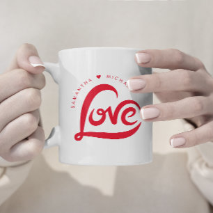 Simple Love Heart Valentines Day  Two-Tone Coffee Mug