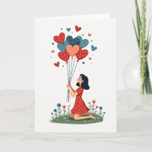 Simple Love Hearts Balloons Card