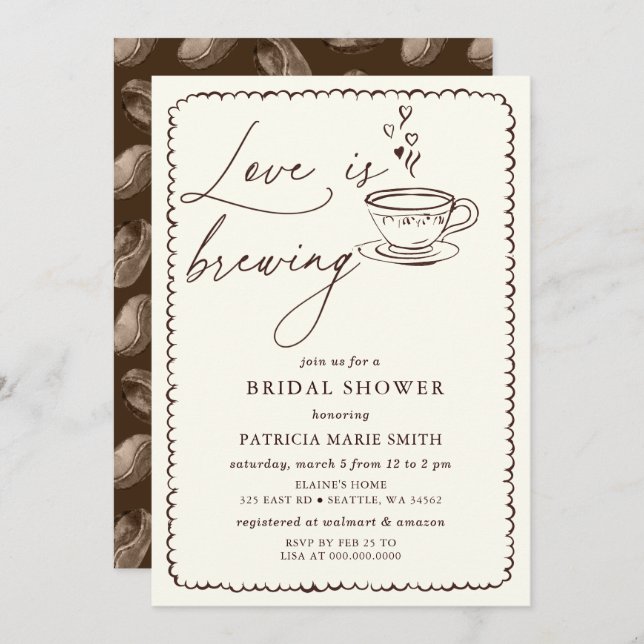 Simple Love is Brewing Coffee Bridal Shower Invitation (Front/Back)