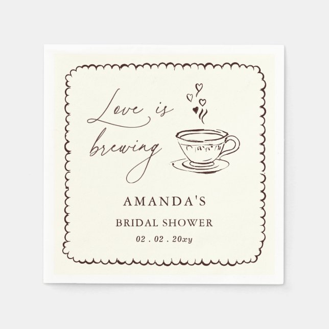 Simple Love is Brewing Coffee Bridal Shower  Napkin (Front)