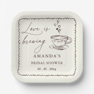 Simple Love is Brewing Coffee Bridal Shower Paper Plate