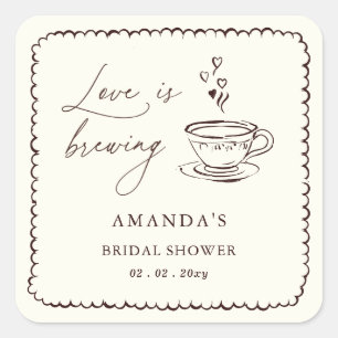 Simple Love is Brewing Coffee Bridal Shower  Square Sticker