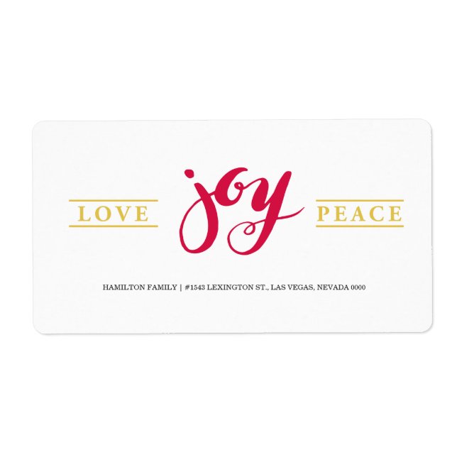 Simple Love Joy Peace label (Front)