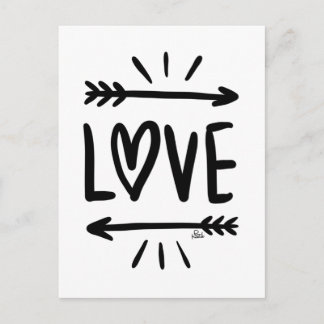 Simple "LOVE" Lettering Black on White Postcard