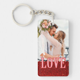 Simple Love Photo and Text Message Valentines Day Key Ring