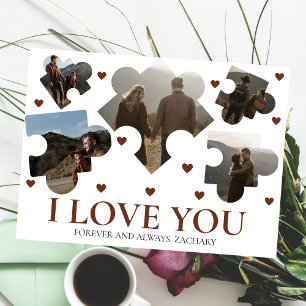 Simple Love Puzzle valentine's day couple 5 photo Holiday Card