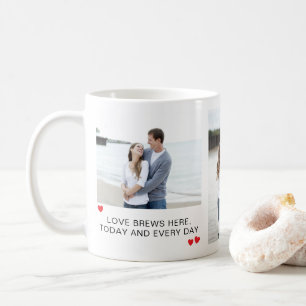 Simple Love Quote Valentines Day 3 Photo Collage Coffee Mug