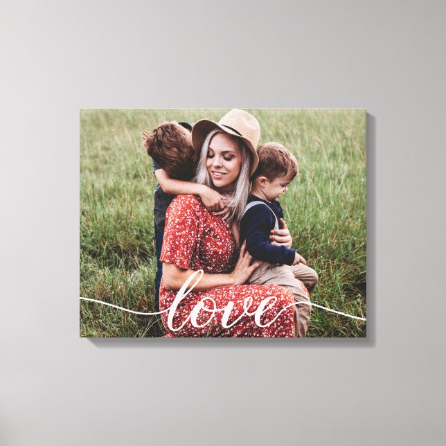 Simple Love Script Personalised Photo Canvas Print (Front)