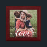 Simple Love Script Personalised Photo Gift Box<br><div class="desc">Using a beautiful and modern script for the word "Love",  this family love photo can be easily personalised with your own favourite family photo. An elegant keepsake jewellery box to be cherished and gift her with.</div>