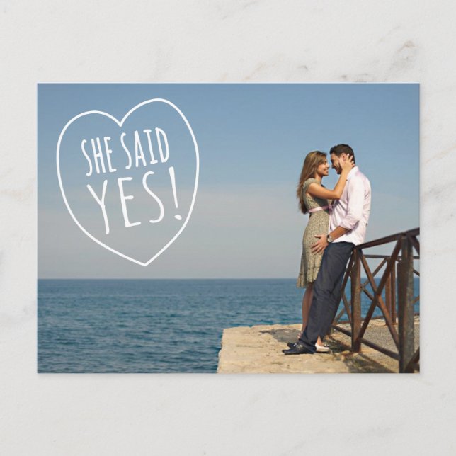 Simple Love She Said Yes Save the Date Postcard (Front)