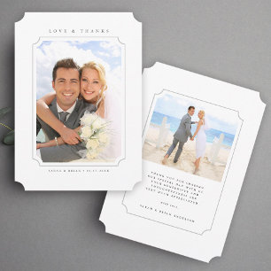 Simple Love & Thanks Wedding 2 Photo Thank You Card