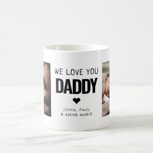 Simple Love You Daddy Heart 2 Photo Father's Day Coffee Mug