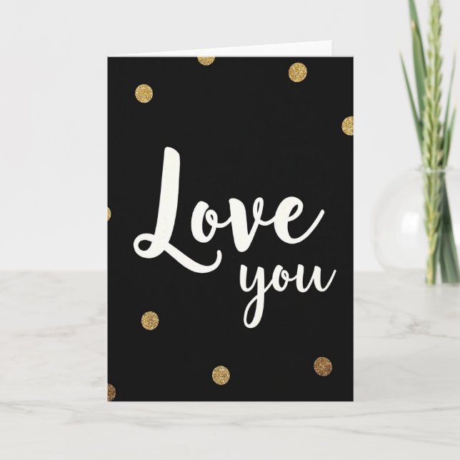 Simple Love You Gold Glitter Dot Card (Front)